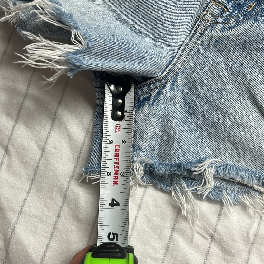 Pistola Women's Frayed Hem Jean Shorts - Light Blue, Distressed Shorts, Button - Picture 11 of 11